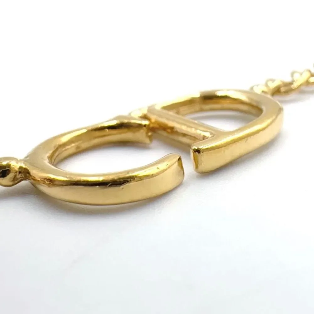 Christian Dior CD Logo Motif Necklace Gold